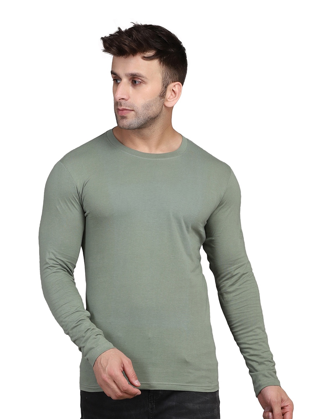 

SLOWLORIS Round Neck Long Sleeves T-shirt, Green