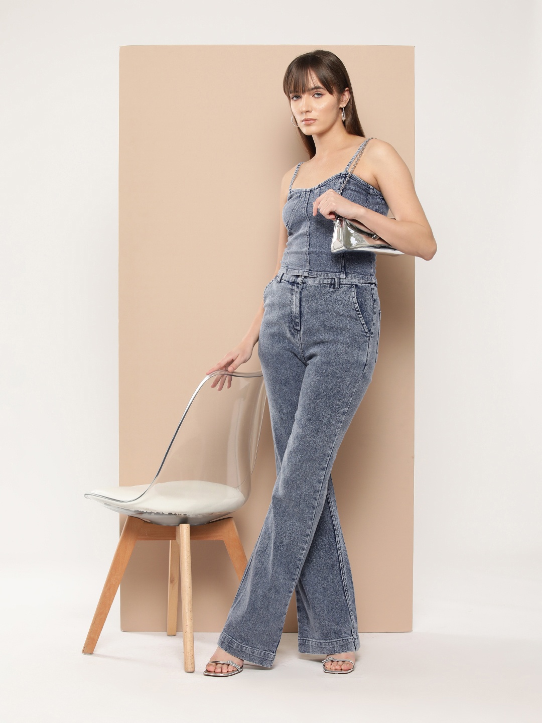

Chemistry Denim Top with Flared Jeans, Blue