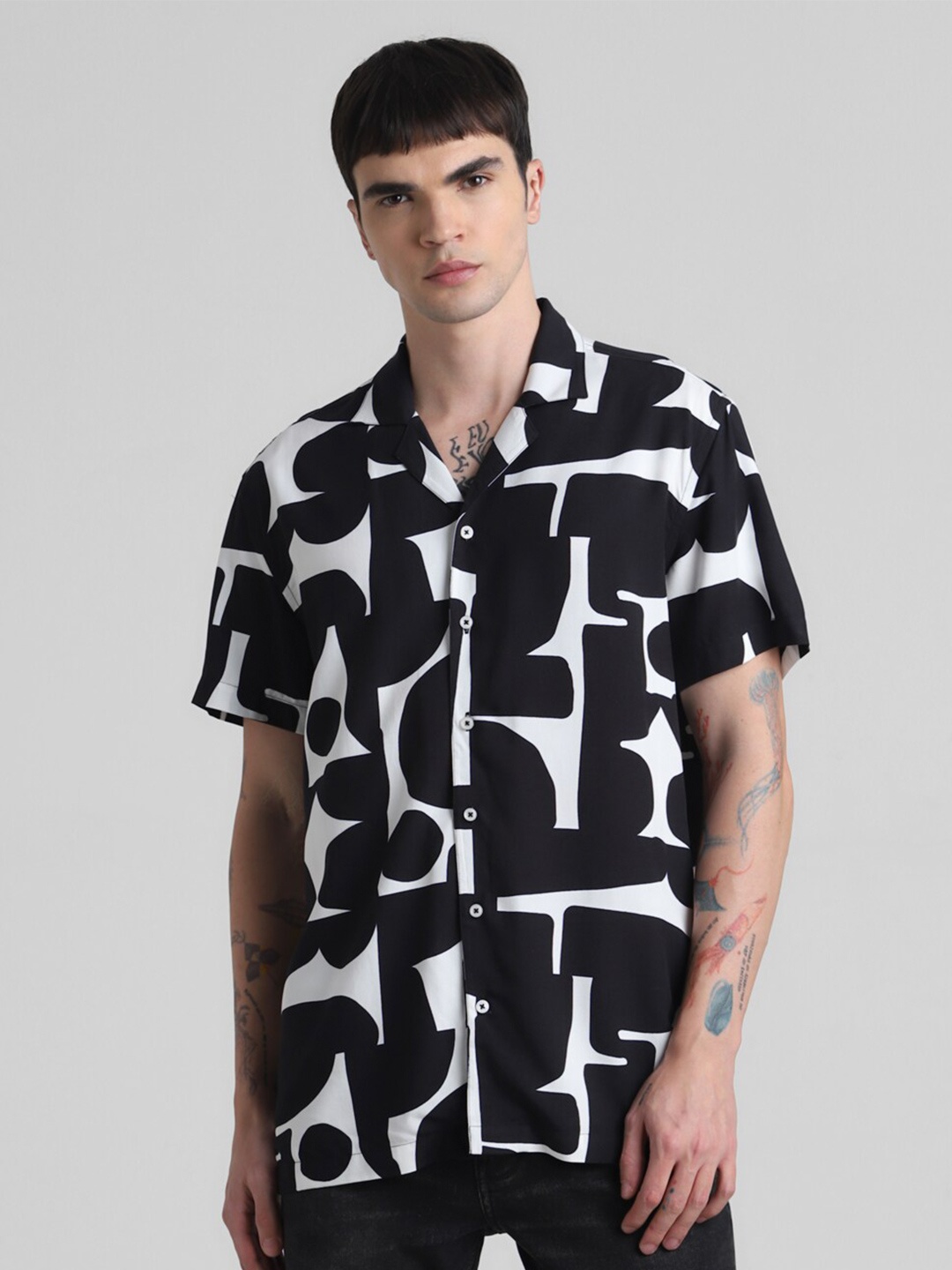 

Jack & Jones Abstract Printed Casual Shirt, Black