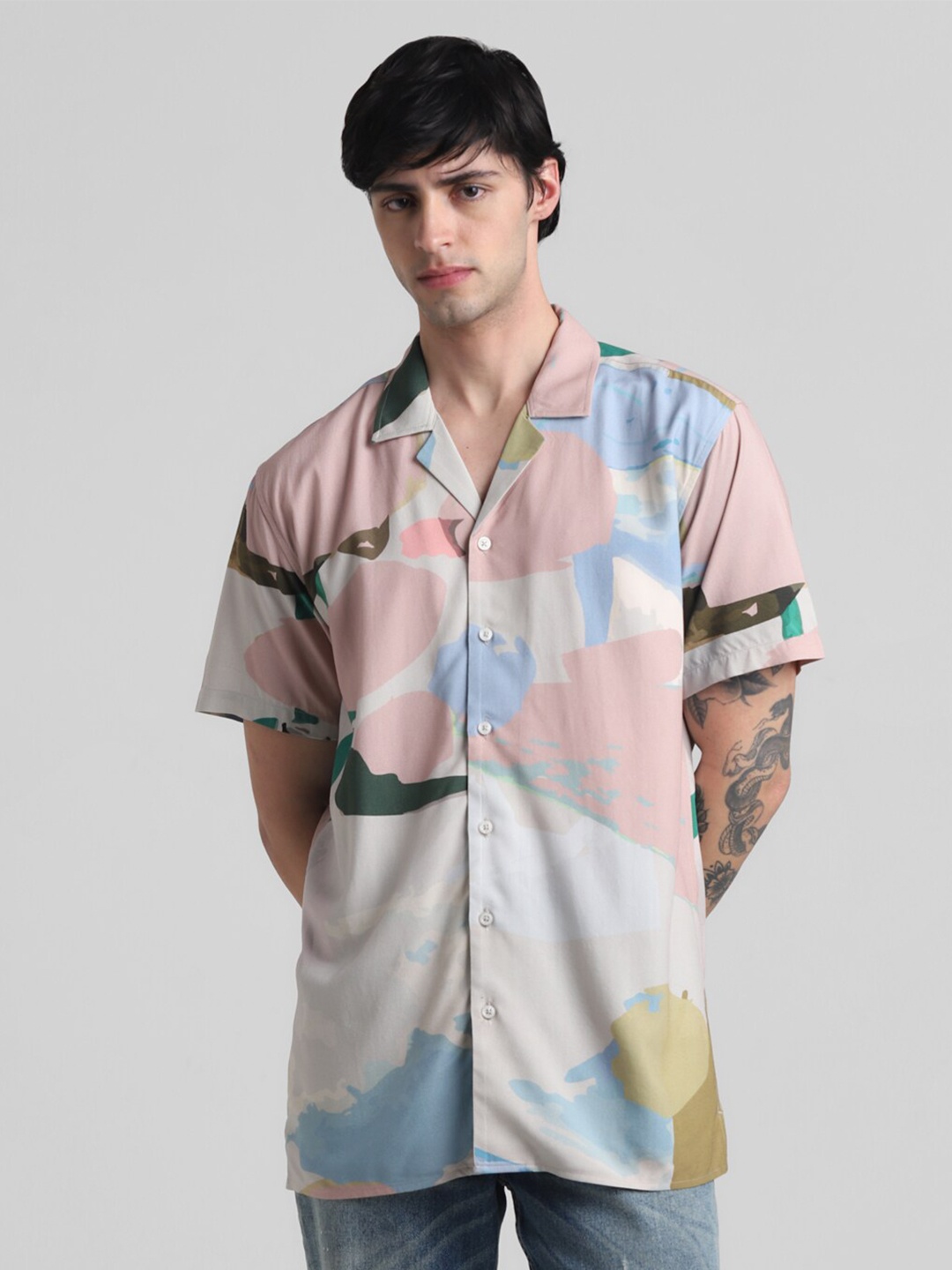 

Jack & Jones Abstract Printed Casual Shirt, Pink