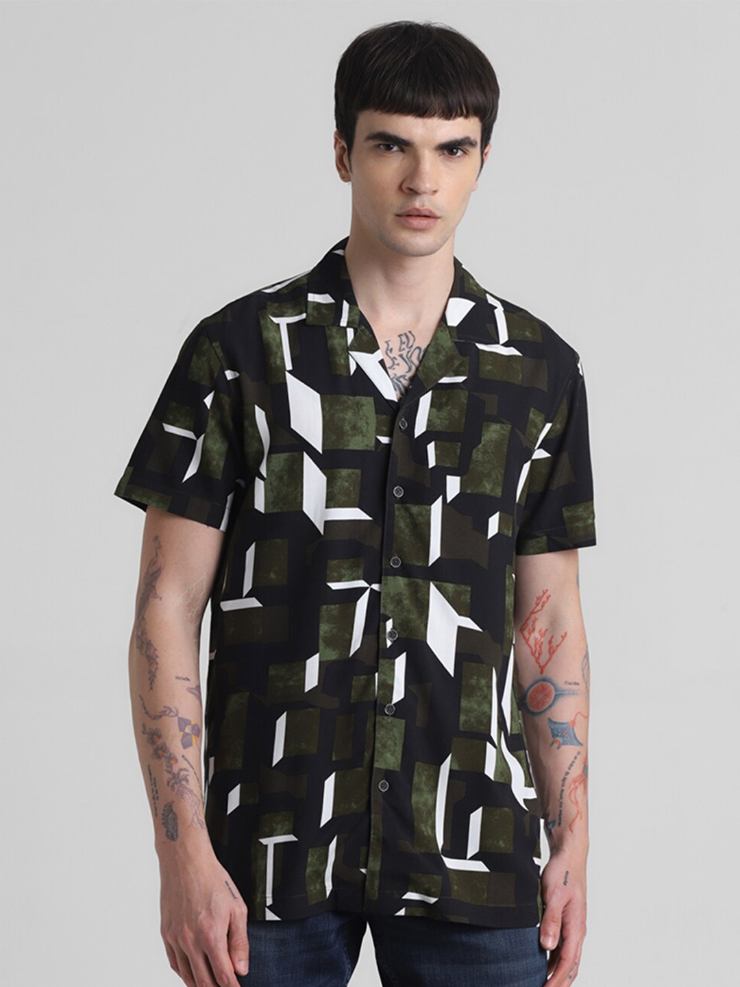 

Jack & Jones Abstract Printed Casual Shirt, Green