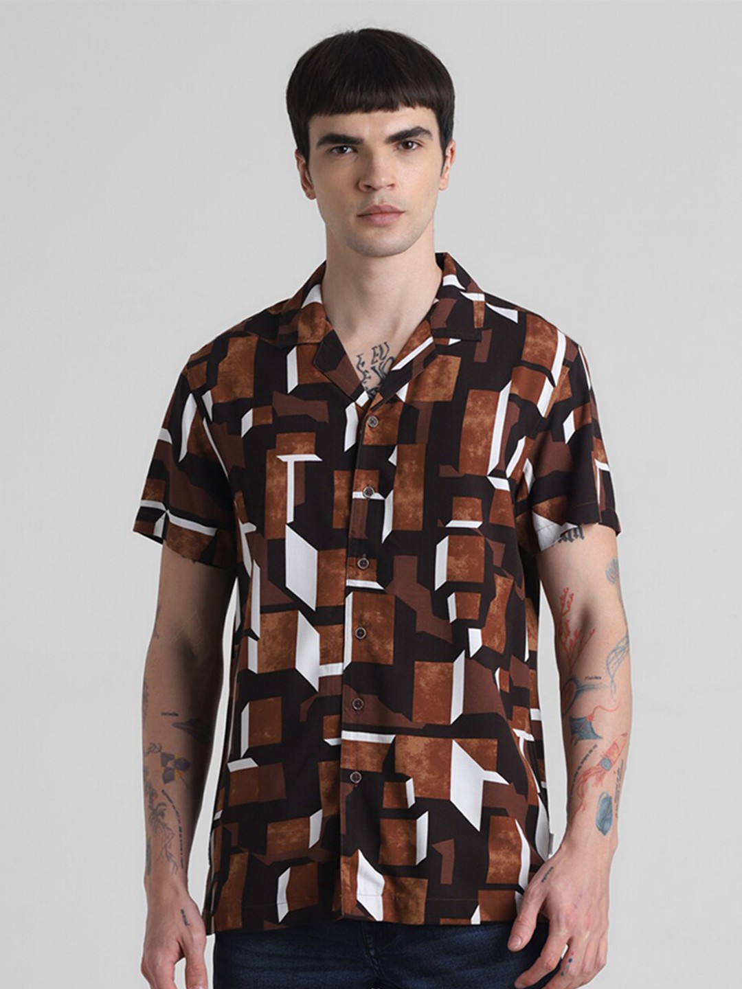 

Jack & Jones Abstract Printed Casual Shirt, Brown
