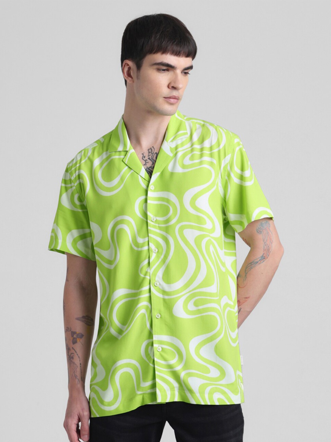 

Jack & Jones Abstract Printed Casual Shirt, Green