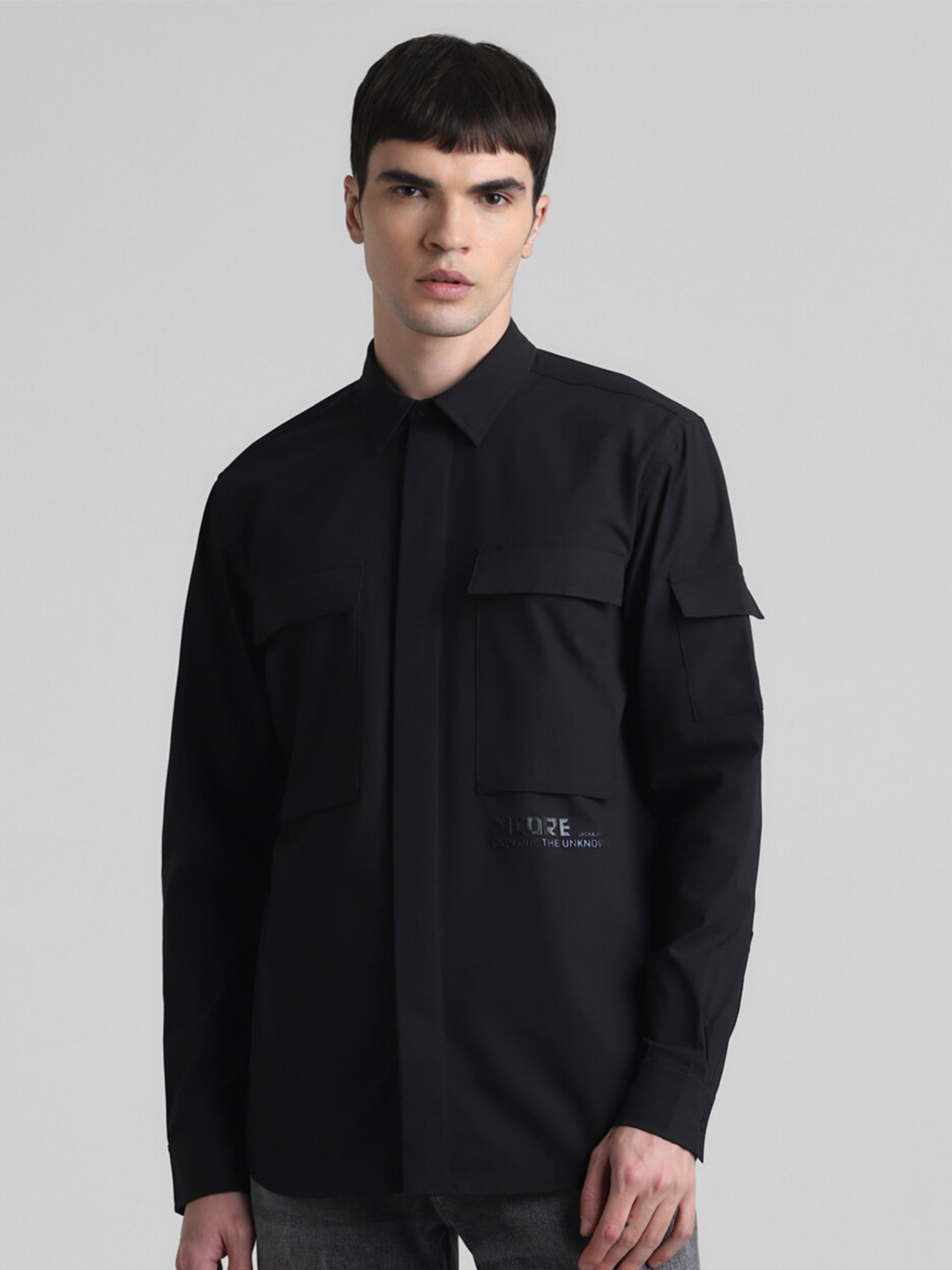 

Jack & Jones Spread Collar Casual Shirt, Black