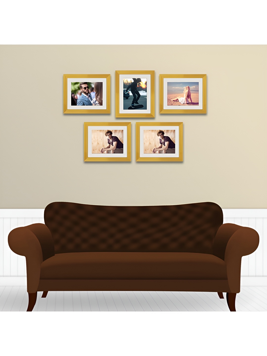 

ArtzFolio Gold Toned 5 Pieces Wooden Wall Photo Frames