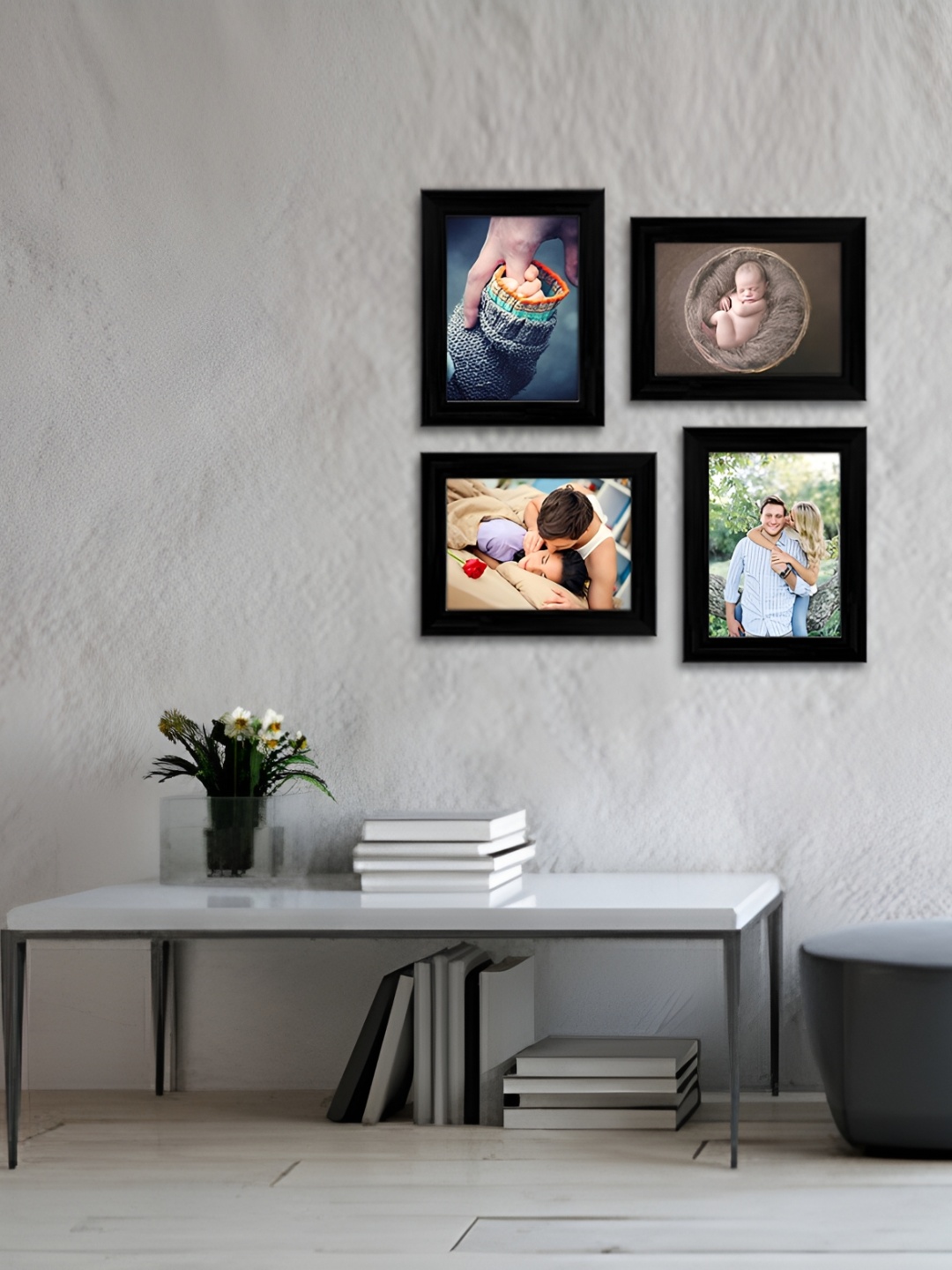 

ArtzFolio Black 4Pcs Wooden Wall Photo Frames