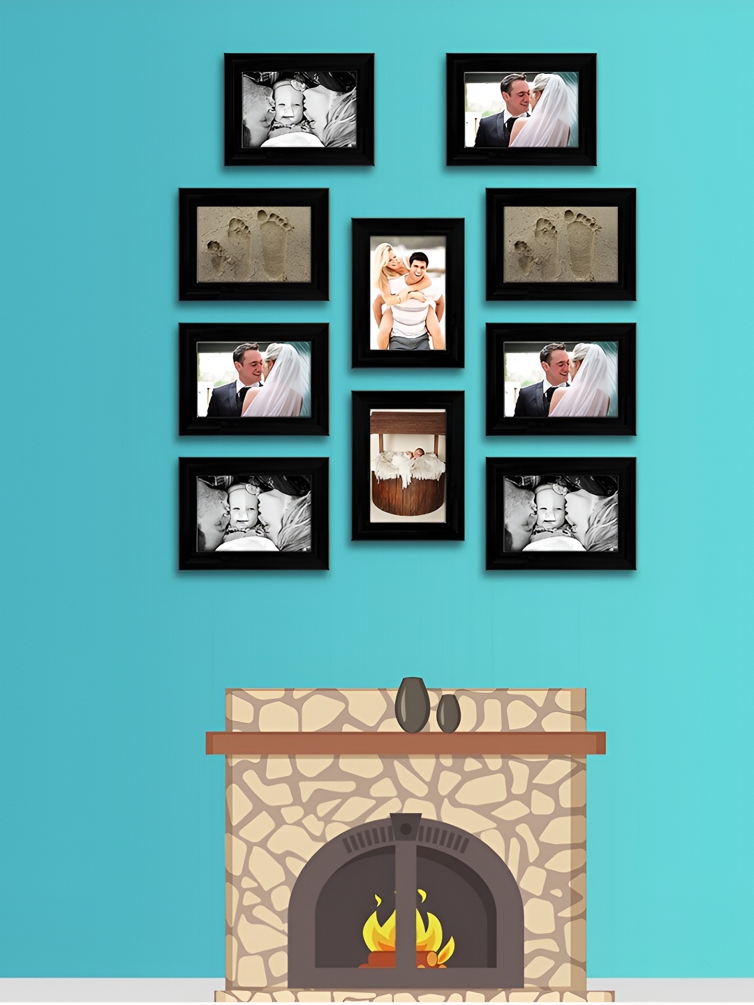 

ArtzFolio Black 10 Pieces Wooden Wall Photo Frames