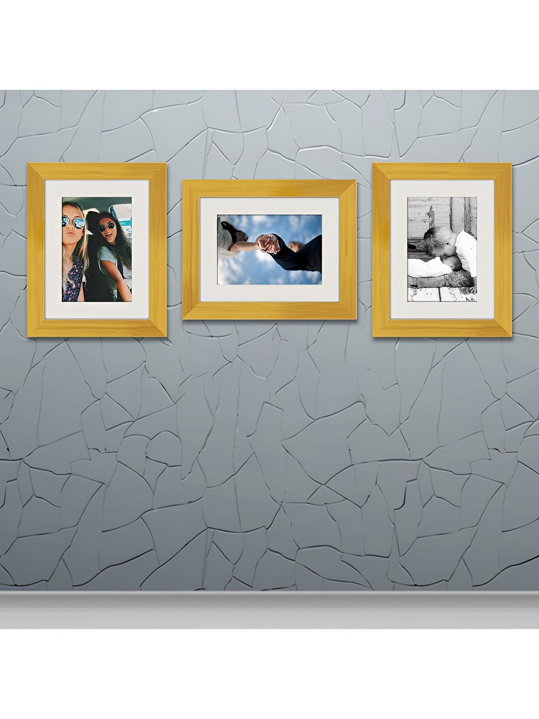 

ArtzFolio Gold-Toned & White 3Pcs Wooden Square Shaped Wall Photo Frames