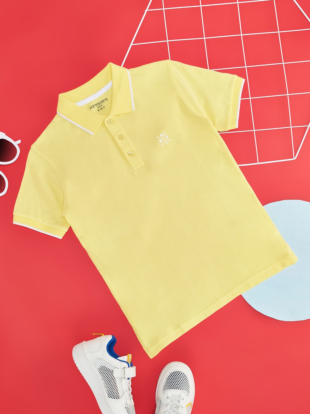 

Pantaloons Junior Boys Slim Fit Polo Collar Short Sleeves T-shirt, Yellow