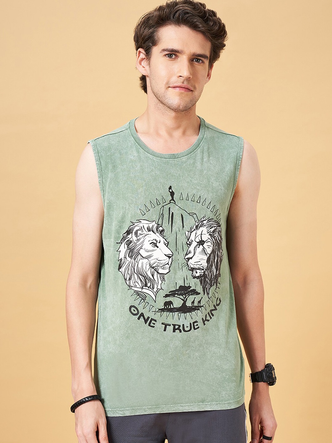 

SF JEANS by Pantaloons Printed Pure Cotton T-shirt, Green
