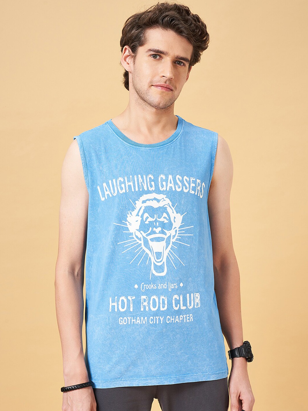 

SF JEANS by Pantaloons Typography Printed Pure Cotton T-shirt, Blue