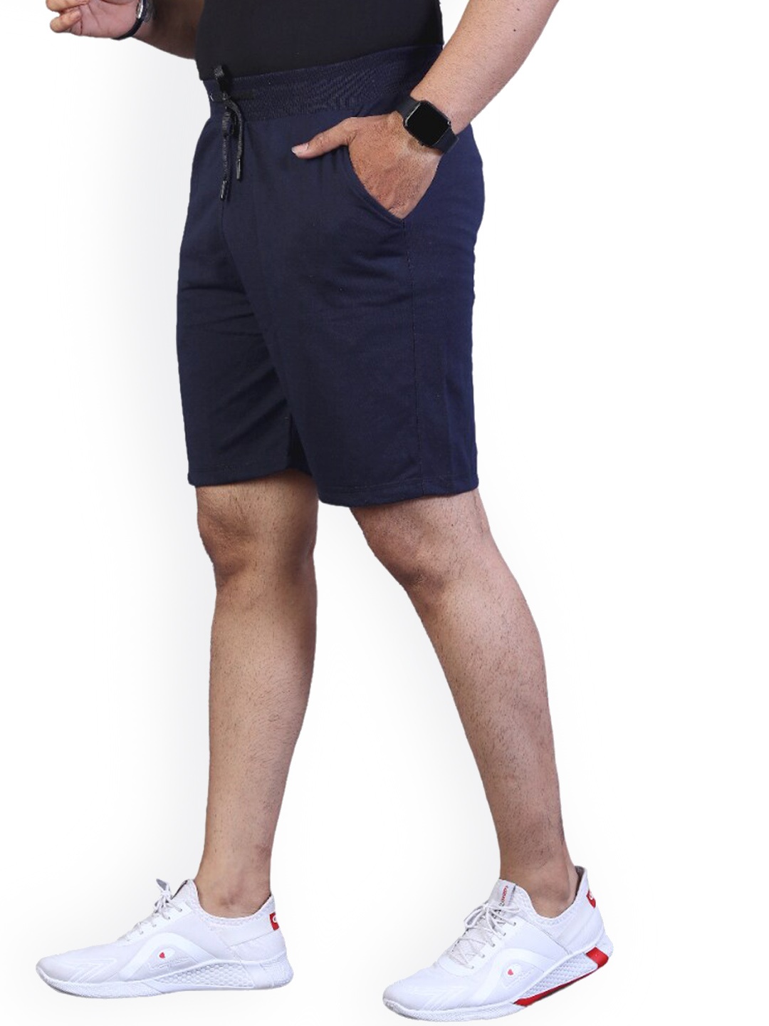

GETCHI Men Mid Rise Cotton Shorts, Navy blue