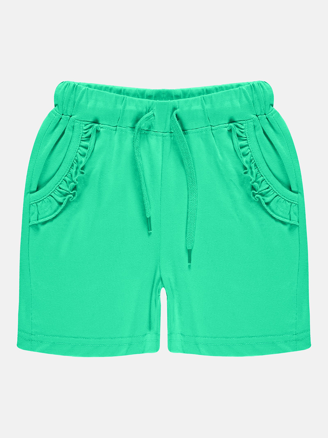 

KiddoPanti Girls Frill Pocket Pure Cotton Shorts, Green