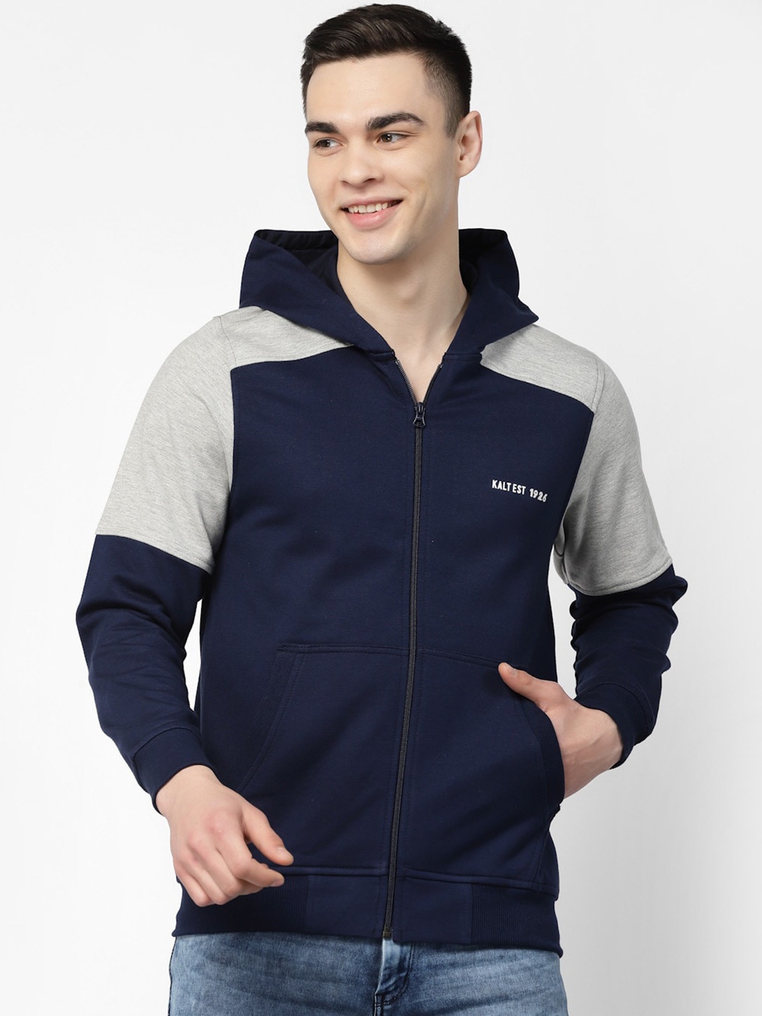 

Kalt Colourblocked Hooded Fleece Sweatshirt, Navy blue
