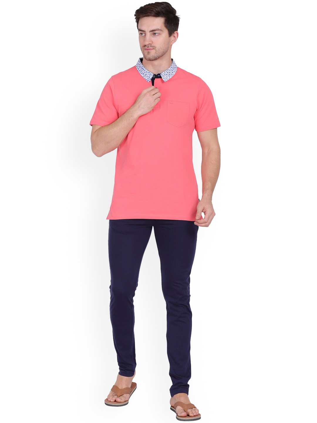 

CANOE Polo Collar Night Suit, Coral