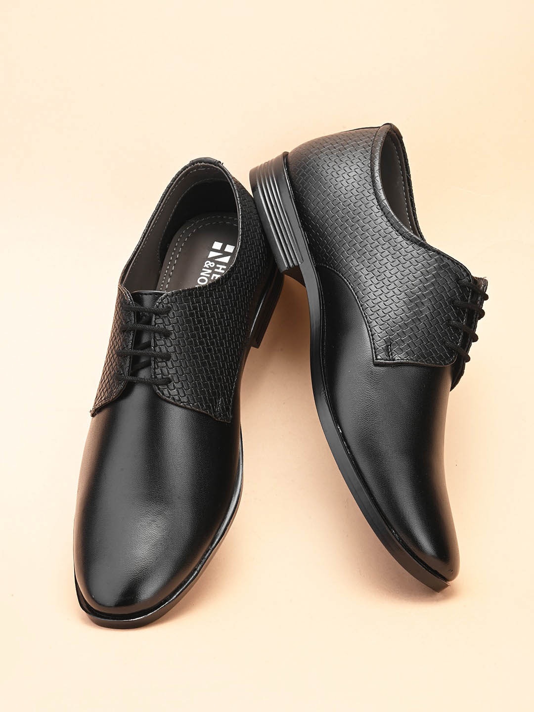 

HERE&NOW Men Round Toe Formal Derbys, Black