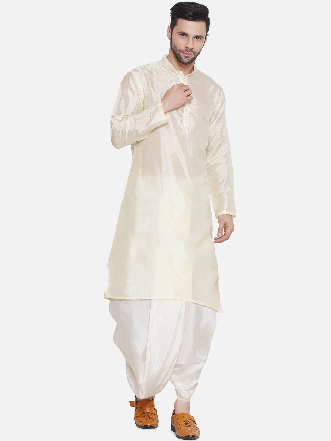 

Sethukrishna Checked Regular Straight Kurta with Dhoti Pants, Yellow