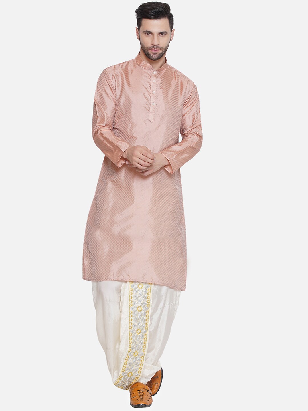 

Sethukrishna Checked Regular Straight Kurta with Dhoti Pants, Pink