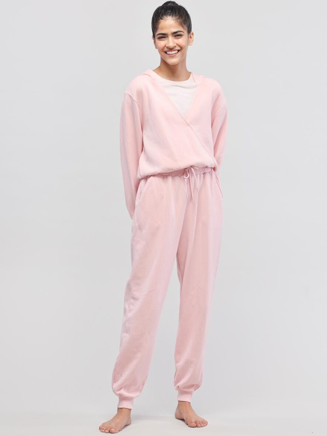 

necesera Hooded Pure Cotton Night Suit, Pink