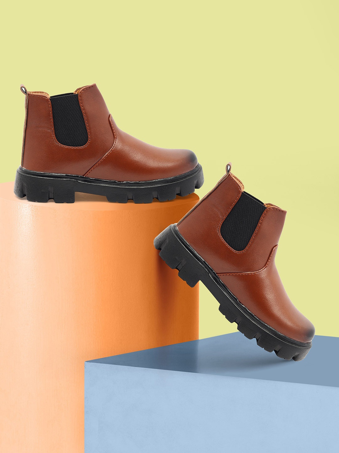 

BAESD Boys Mid Top Regular Boots, Tan