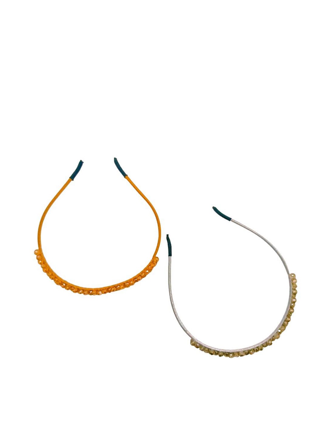 

FEMMIBELLA Girls Set Of 2 Beaded Embellished Hairbands, Brown