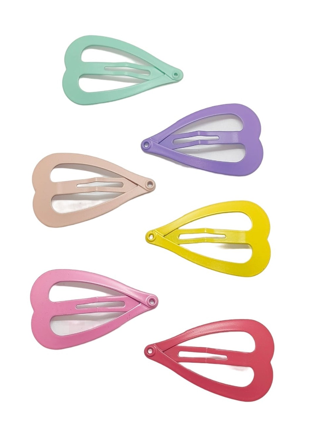 

FEMMIBELLA Girls Set Of 6 Heart Shaped Tic Tac Hair Clips, Green