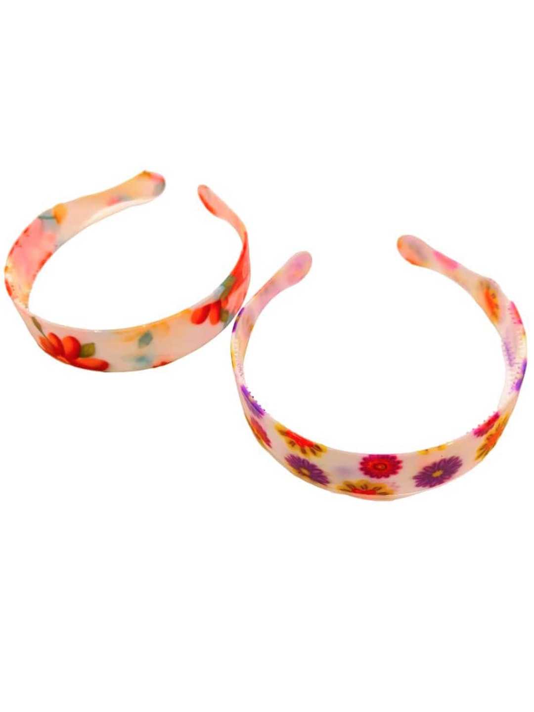 

FEMMIBELLA Girls Set of 2 Floral Printed Hairband, Beige