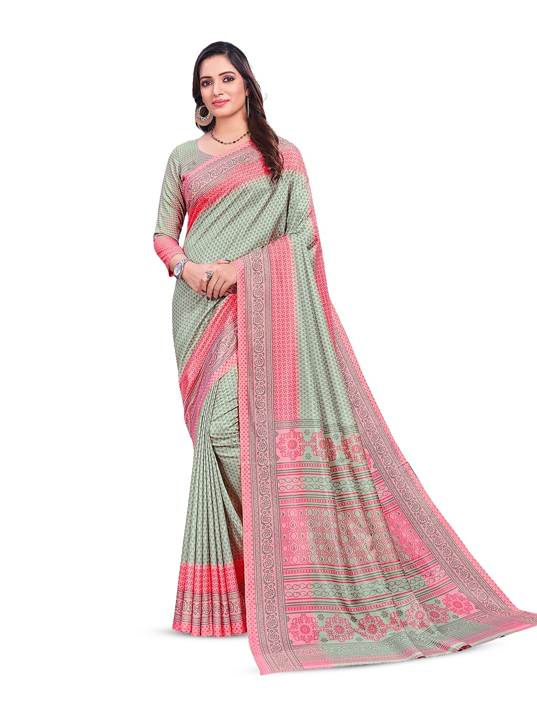 

VIMLA Ethnic Motifs Printed Saree, Pink