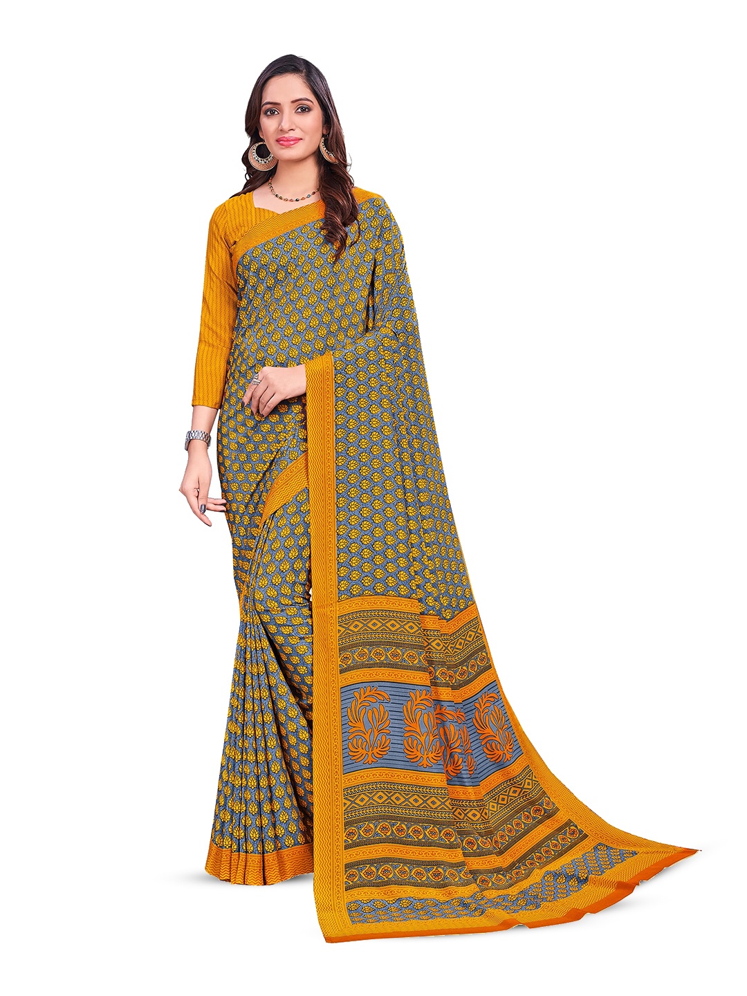 

VIMLA Ethnic Motifs Printed Saree, Blue