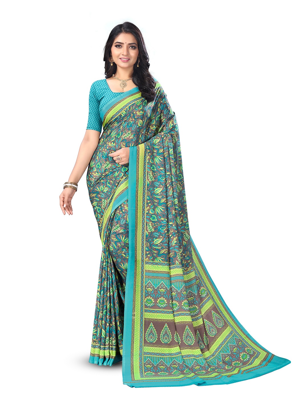 

VIMLA Ethnic Motifs Printed Saree, Blue