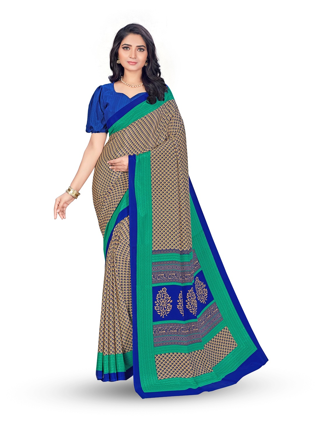 

VIMLA Ethnic Motifs Printed Saree, Blue