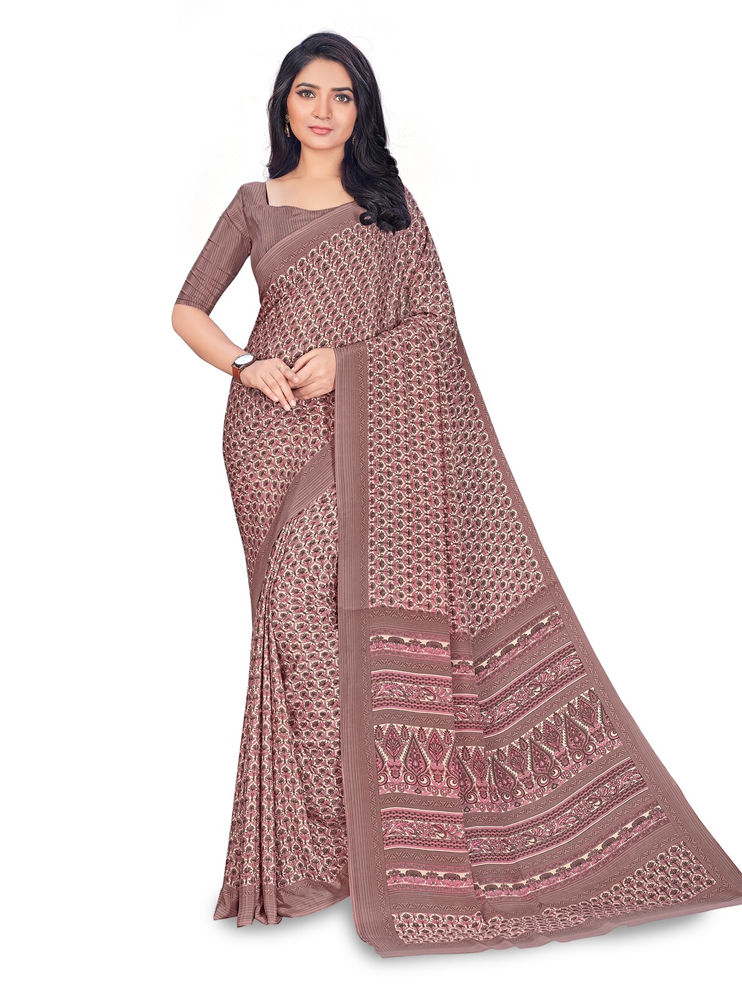 

VIMLA Ethnic Motifs Printed Saree, Mauve