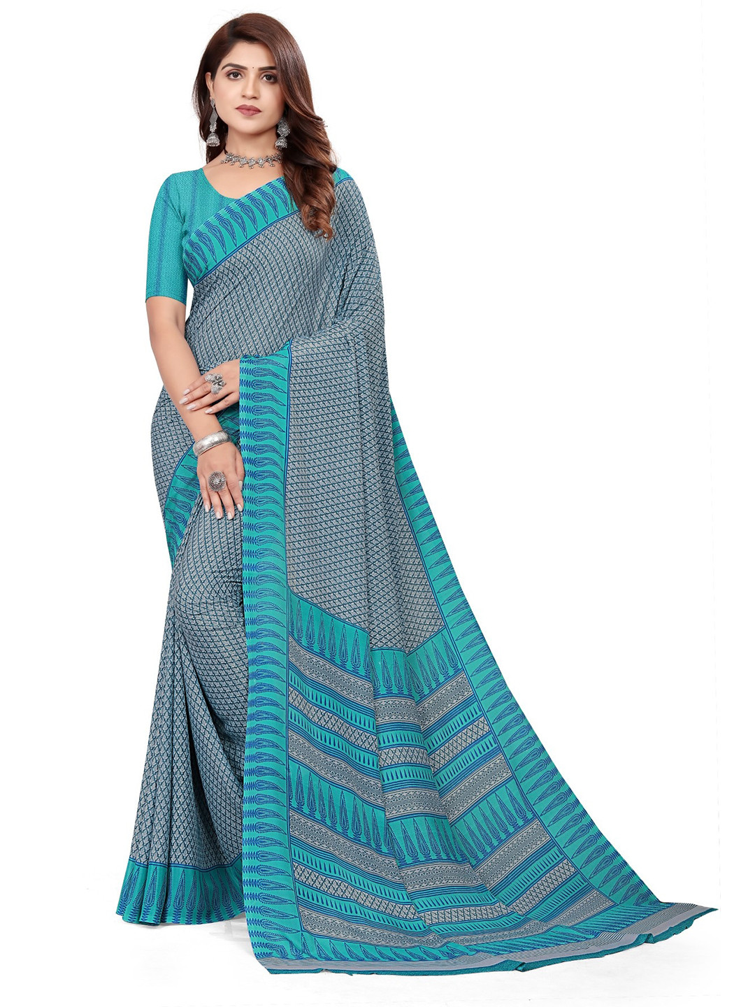 

VIMLA Ethnic Motifs Printed Saree, Blue