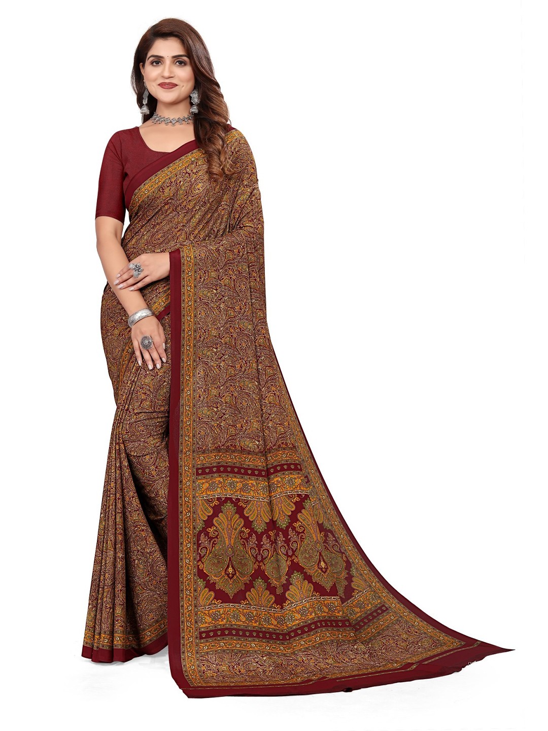 

VIMLA Ethnic Motifs Printed Saree, Red