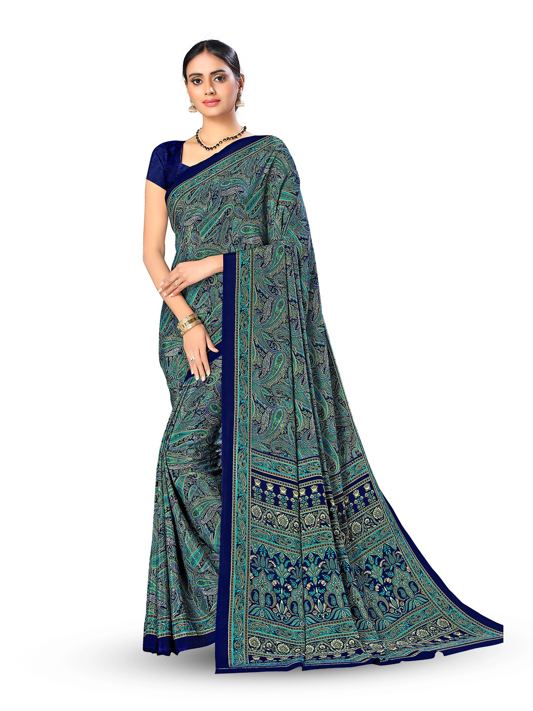 

VIMLA Ethnic Motifs Printed Saree, Blue