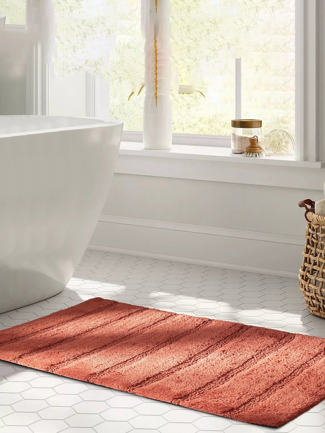 

MASPAR Brown Textured 1800 GSM Cotton Small Bath Rugs