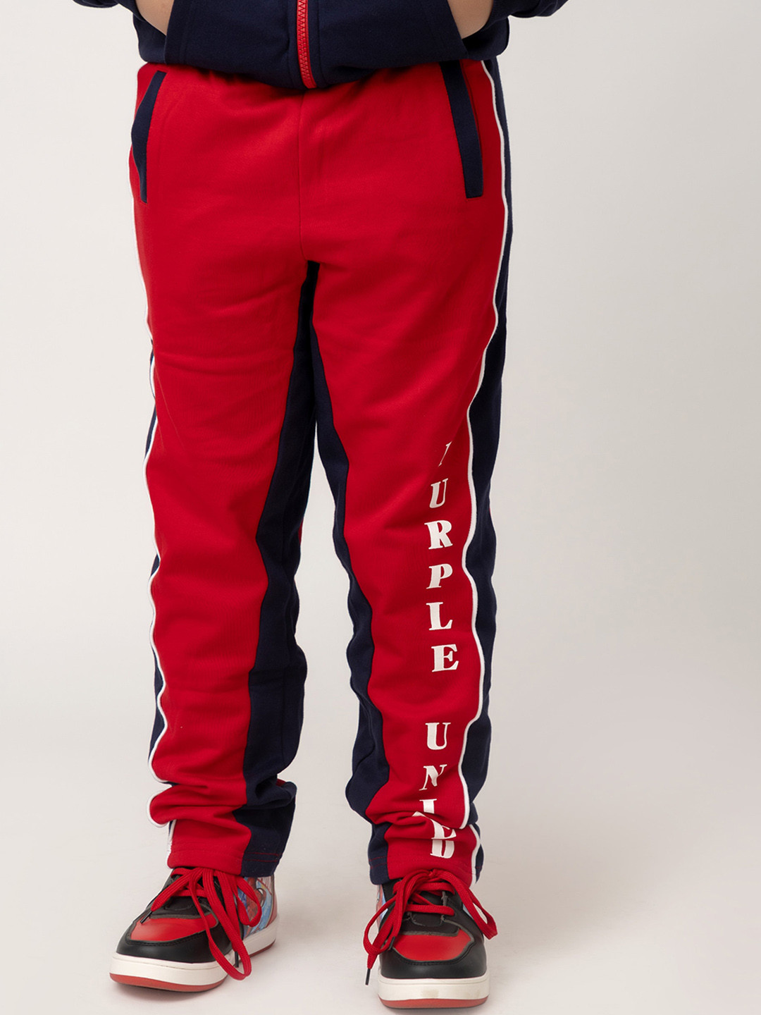 

Purple United Kids Boys Colorblocked Track Pants, Red