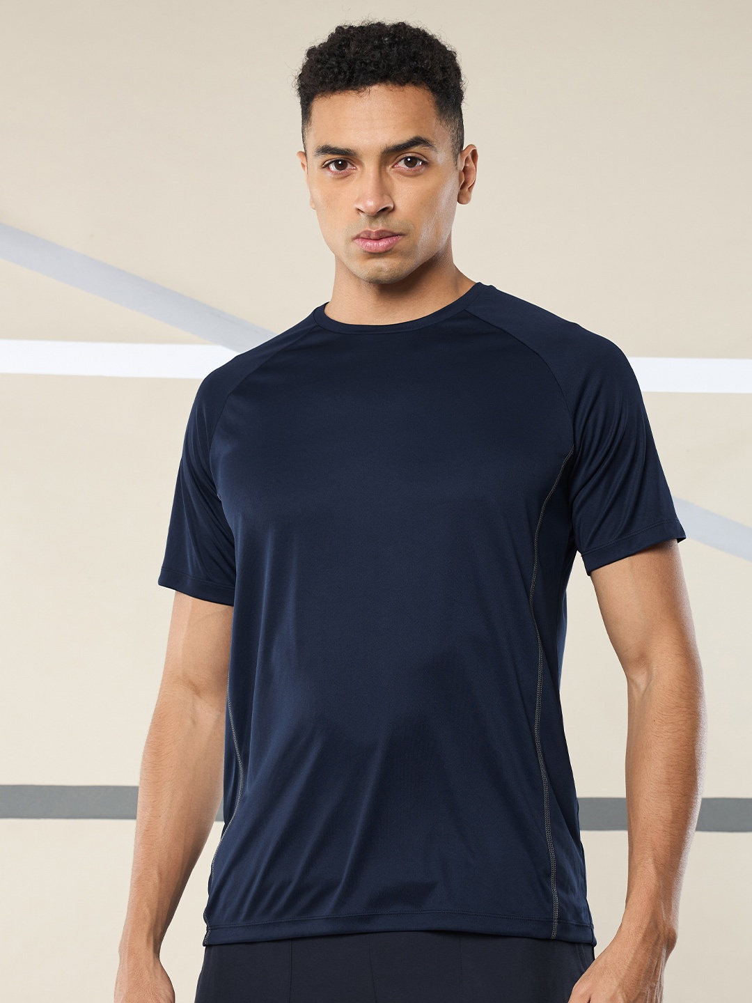CULT Round Neck Raglan Sleeves Dri-FIT Sports T-shirt, Navy blue