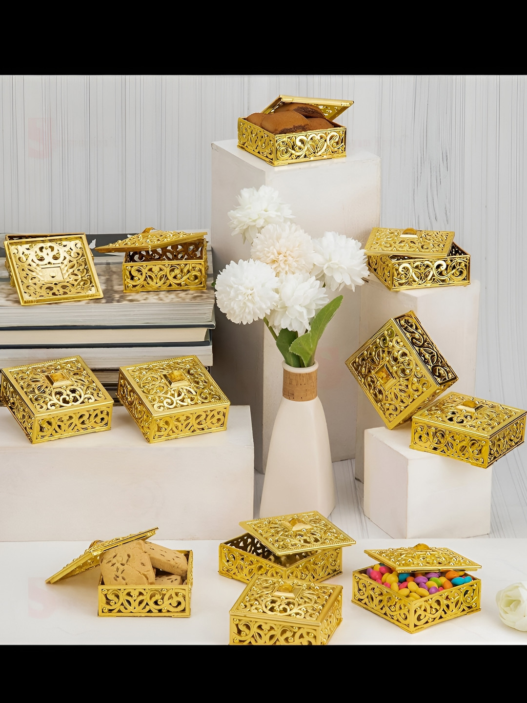 

Satyam Kraft 6-Pcs Self Designed Multi-Utility Organiser, Gold