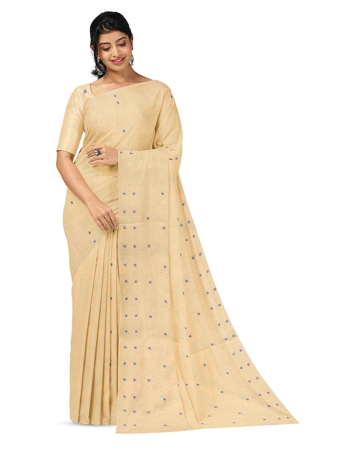 

APCO Ethnic Motifs Pure Cotton Saree, Cream