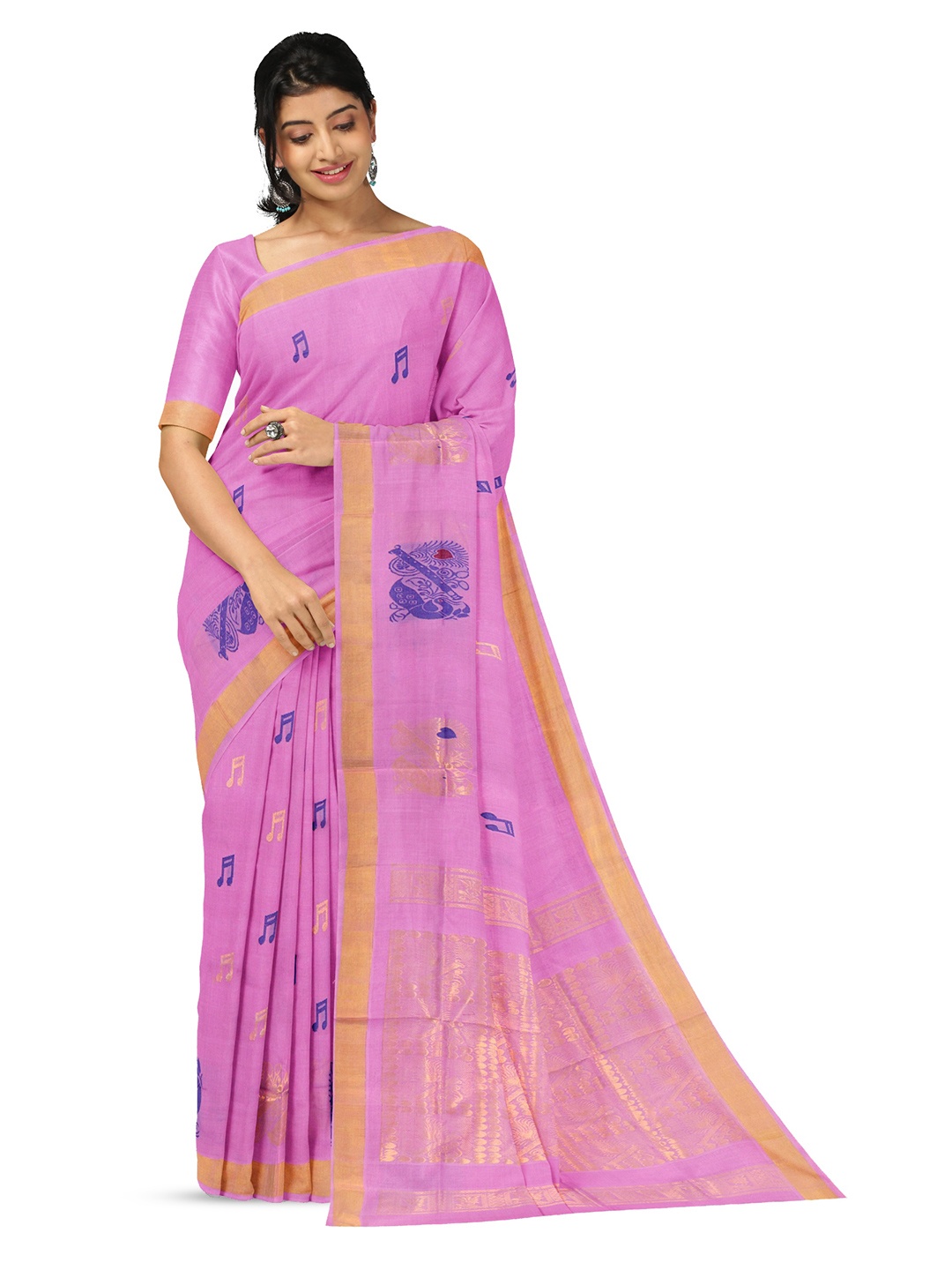 

APCO Ethnic Motifs Woven Design Pure Cotton Saree, Pink