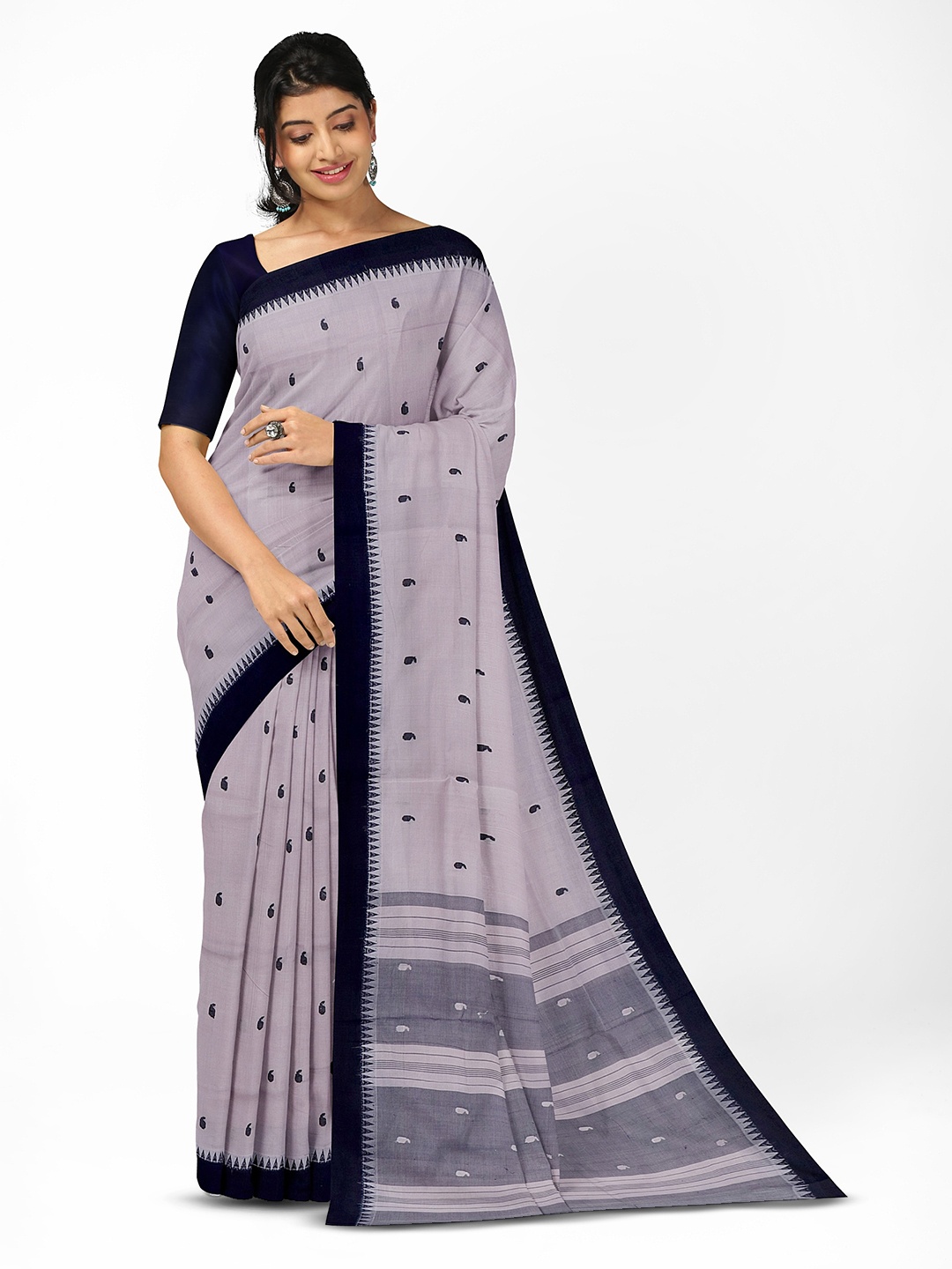 

APCO Ethnic Motifs Pure Cotton Saree, Grey