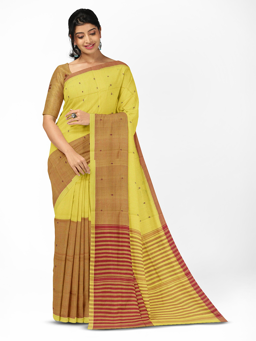 

APCO Ethnic Motifs Woven Design Pure Cotton Saree, Yellow