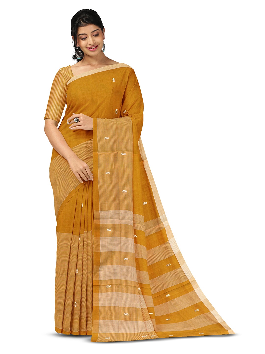 

APCO Ethnic Motifs Woven Design Pure Cotton Saree, Mustard