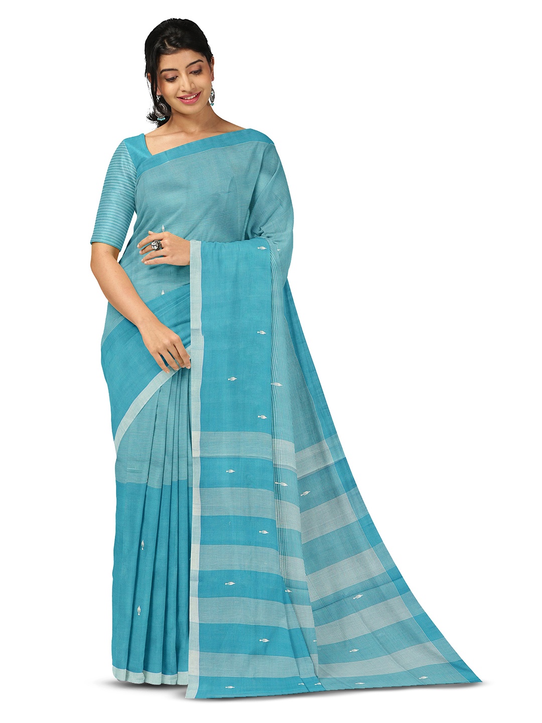 

APCO Ethnic Motifs Woven Design Pure Cotton Saree, Blue