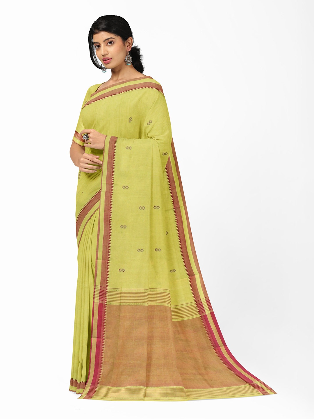 

APCO Printed Pure Cotton Saree, Lime green