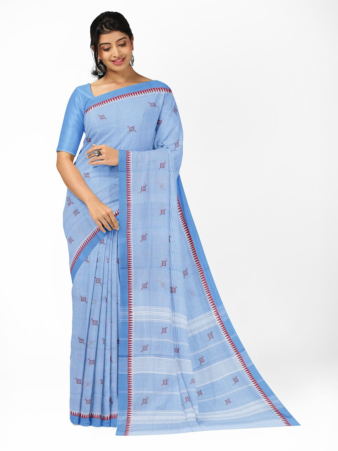 

APCO Ethnic Motifs Woven Design Pure Cotton Saree, Blue