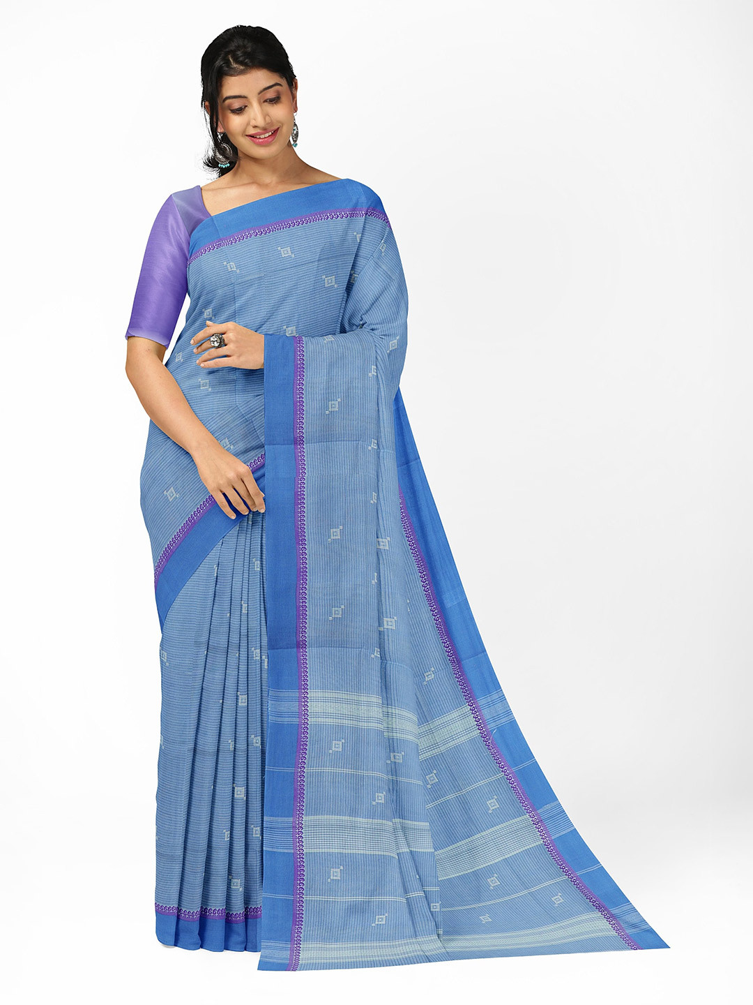 

APCO Ethnic Motifs Woven Design Pure Cotton Saree, Blue