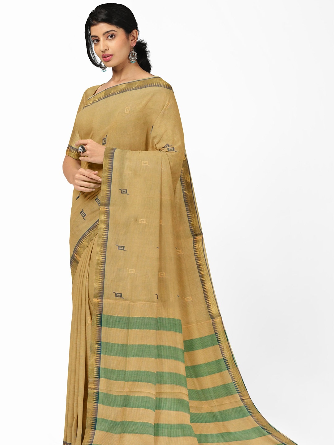 

APCO Ethnic Motifs Woven Design Zari Pure Cotton Saree, Grey