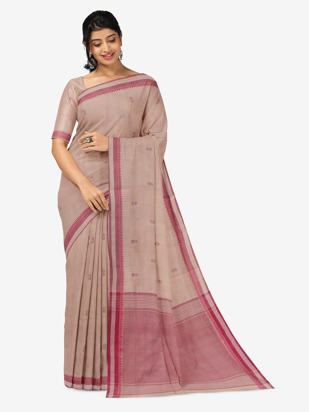 

APCO Ethnic Motifs Woven Design Pure Cotton Saree, Brown
